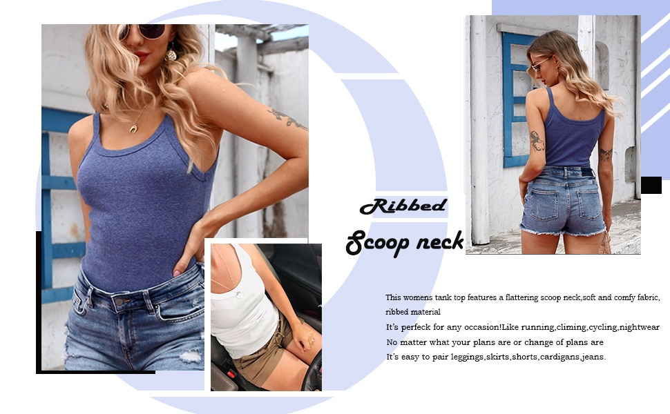 Women's Ribbed Knit Tank Top Sleeveless Basic Cami Summer Casual_voghion.com