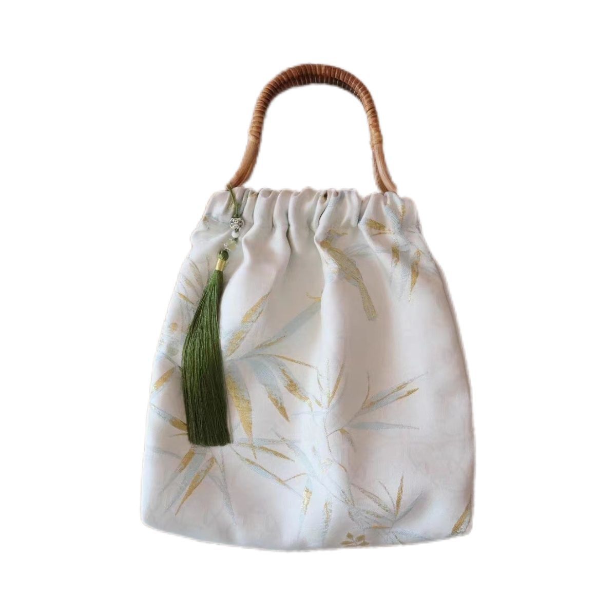 Tidlig Han- og rottingvævet jacquard Hanfu-taske, ny kinesisk qipao-håndtaske, bambusknudetaske_voghion.com