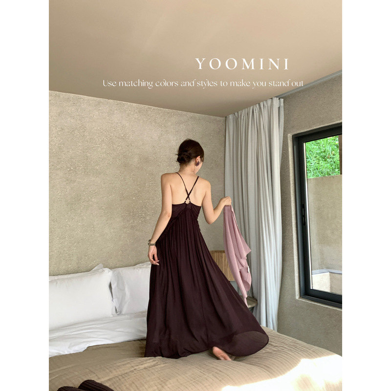 YOOMINI-舞·木耳边轻纱飘逸吊带2025初秋上新连衣裙YS1-M16251-S|undefined