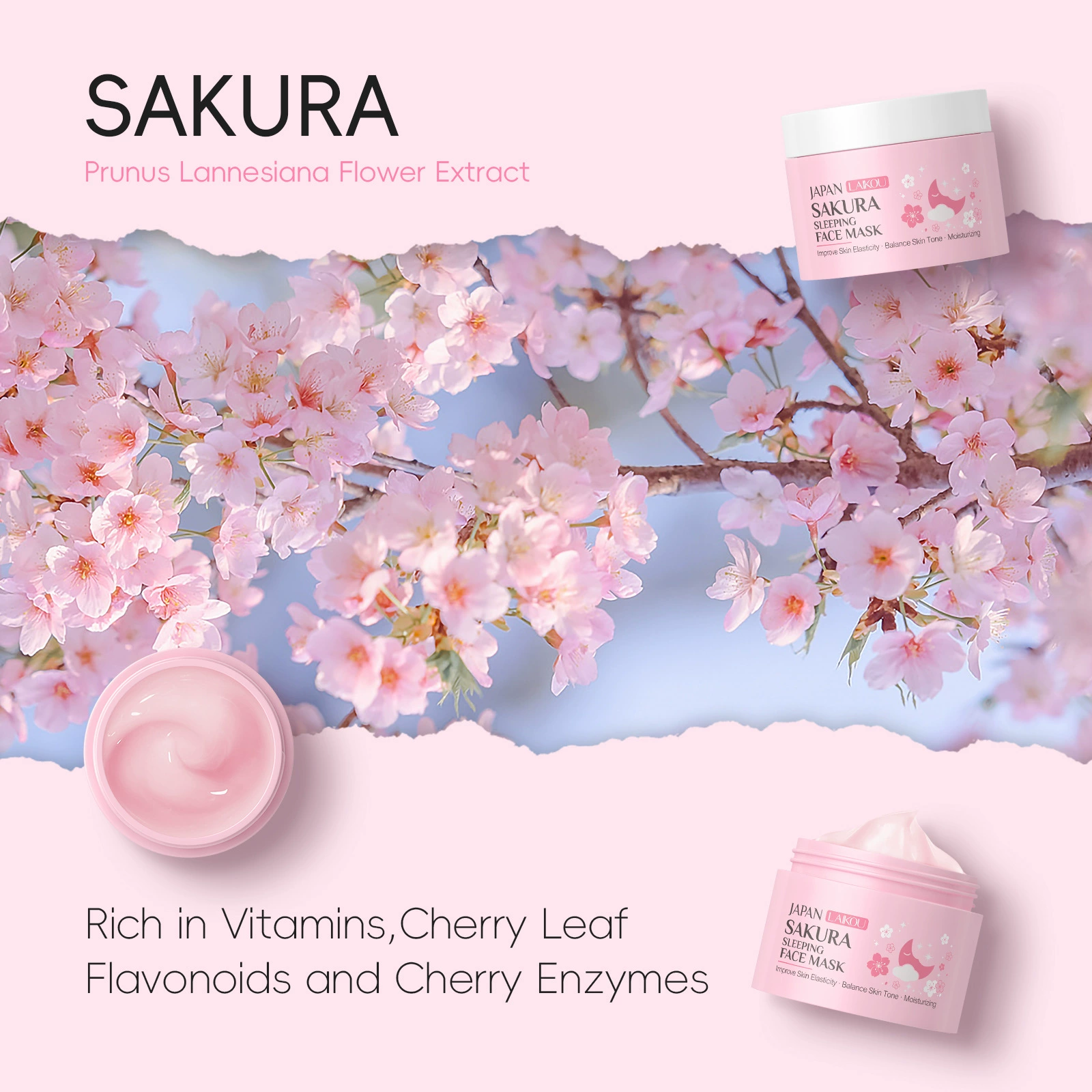 Ночная увлажняющая маска (LAIKOU Sakura) 25 г — увлажнение, упругость кожи