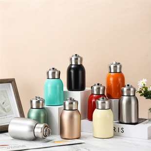 Cross-border New Mini Chubby Ding 304 Stainless Steel Thermos Household Portable Big Belly Cup Simple Gift Water Cup