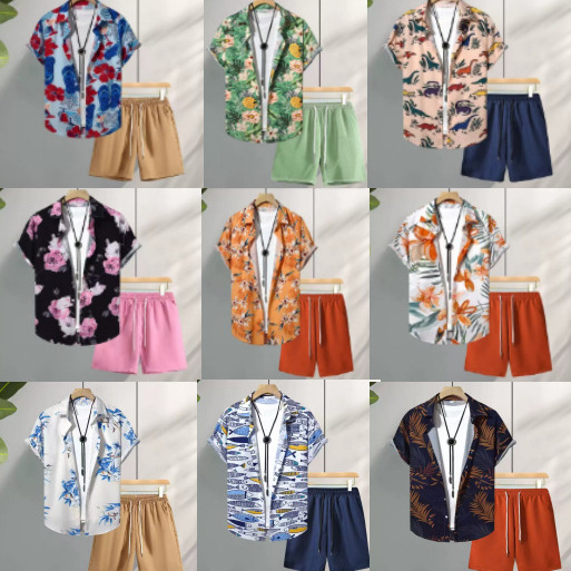 Beach shirt for men and women, matching vacation floral shirt set, 2026 summer new trendy men's short-sleeve shirt Beach shirt for men and women, matching vacation floral shirt set, 2026 summer new trendy men's short-sleeve shirt