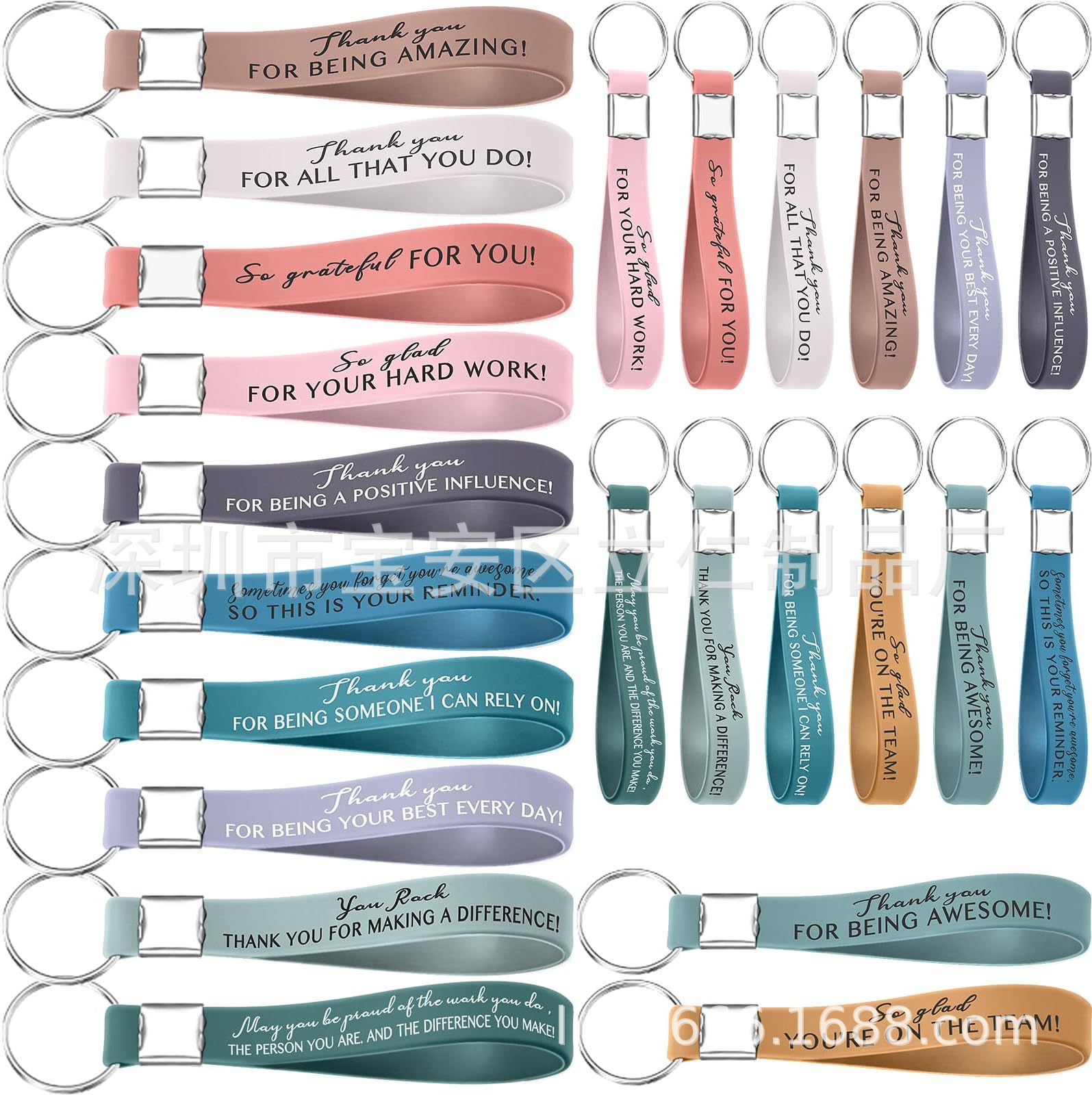 Thank You Teacher Theme Silicone Keychain Silicone Keychain Bracelet Gift Bright Color Pendant Rubber Keychain