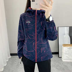 Double-sided Windproof and Waterproof Softshell Hiking Jacket for Women—Spring and Autumn Outdoor Hooded Sports Jacket with Cardigan Style, Perfect for Trekking and Mountaineering