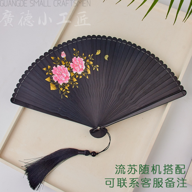 全竹折扇新中国風ミニ扇子古風チャイナドレス小折扇レトロ持ち歩き折り畳み扇女|undefined