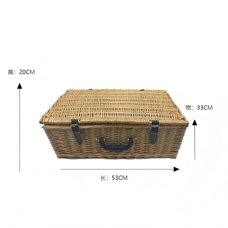 2025 nuevos fabricantes de cestas de picnic de sauce para 4 personas grandes cestas de comidas simples en blanco y negro