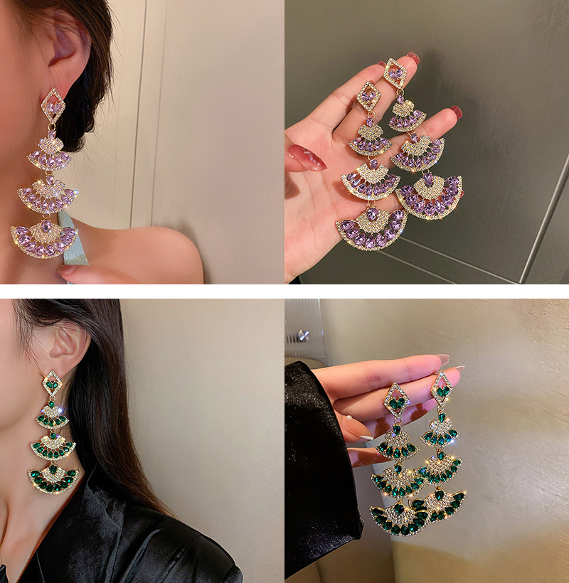 Retro Geometric Heart Shape Bow Knot Copper Zircon Drop Earrings 1 Pair