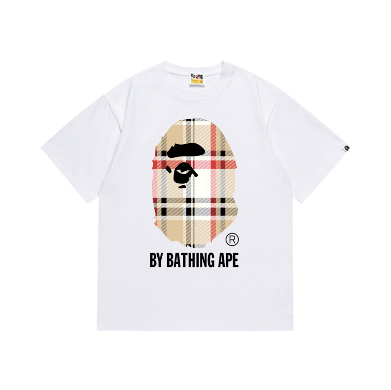 Cross-Border 230g Wholesale Bape Letter Print Casual Street Style Unisex Loose Oversized T-Shirt Half-Sleeve Shirt Trendy Brand Cross-Border 230g Wholesale Bape Letter Print Casual Street Style Unisex Loose Oversized T-Shirt Half-Sleeve Shirt Trendy Brand