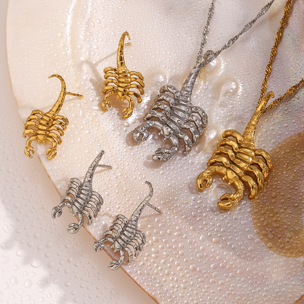 Scorpion Pendant Stainless Steel Necklace Earrings