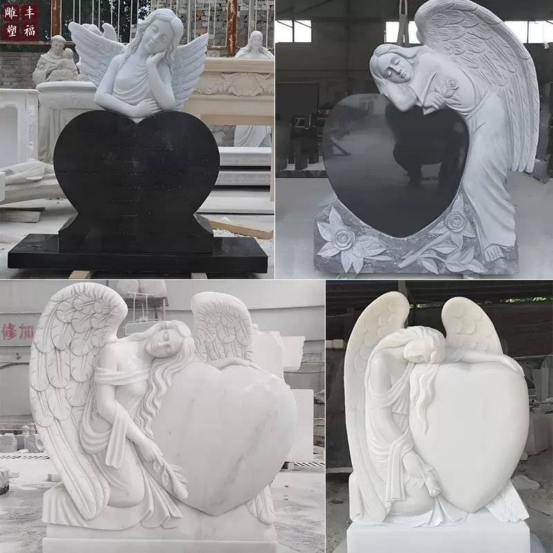 定制欧式石雕墓碑厂家陵园墓地大理石石碑西方花岗岩人物墓碑摆件