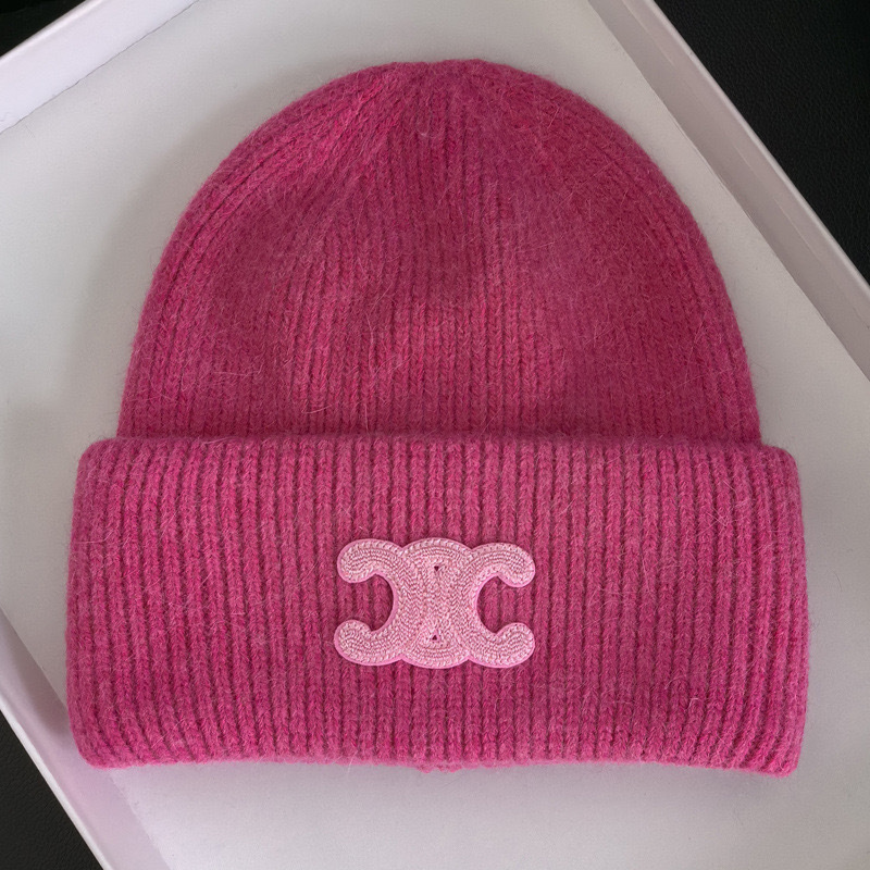 新型凱旋門兎毛ニット帽女性ネット紅同型小紅本百合毛糸帽冬保温冷帽子