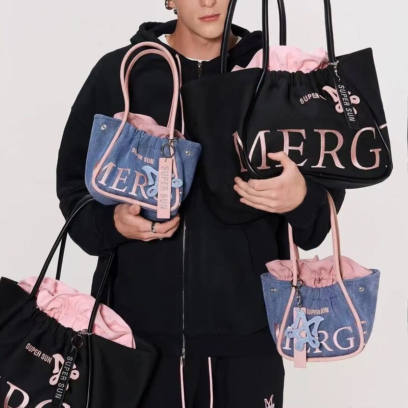 2025 Popular Small Denim Large-Capacity Tote Bag 2025 New Fashion Versatile Portable Armpit Shoulder Bag