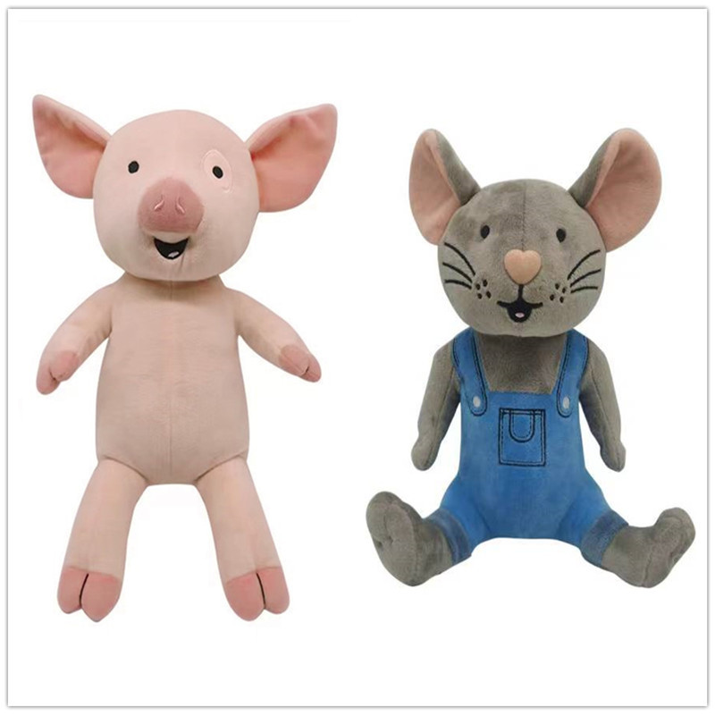 新款If You Give A Mouse A Cookie毛绒公仔粉猪老鼠儿童绘本玩具