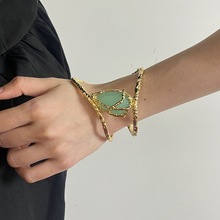 ZA复古个性设计感硬质纹理金属枝干缠绕宝石手镯轻奢高级感手臂环