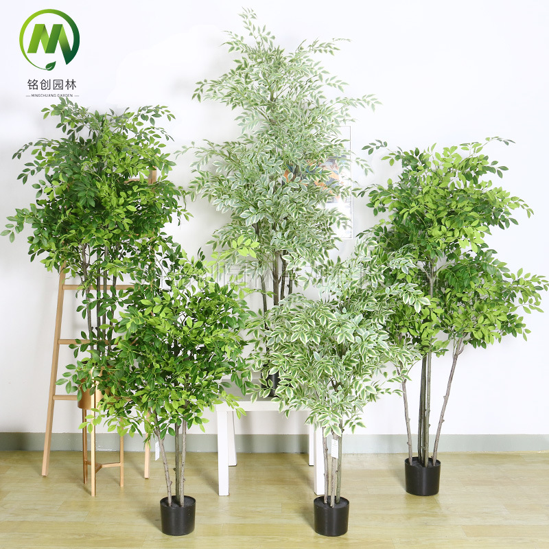 Simulación interior Planta verde en maceta Sala de estar Simulación Elmo Simulación Decoración de plantas Bonsai de lujo ligero Árbol de langosta falso Planta verde falsa