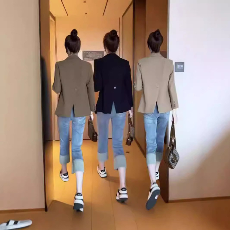 Spring and Autumn Jackets 2025 New Women's Small Suits Retro Suits Small Commuting Easiest for Match Slim Fit Style