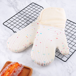 Creative Kitchen Baking Oven Gloves Thickened Heat Insulated Microwave Oven Gloves Household Silicone Gloves Waterproof Cotton