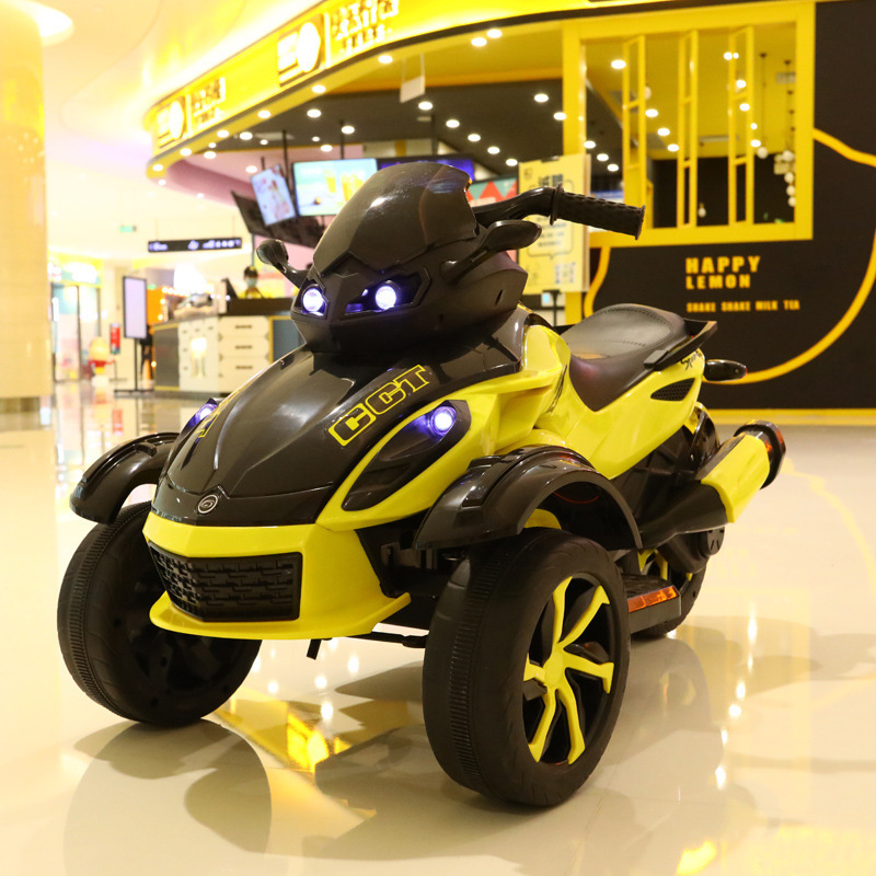 Niños motocicleta eléctrica todoterreno coche de playa carga doble tracción amortiguador coche de juguete de tres ruedas para montar coche eléctrico