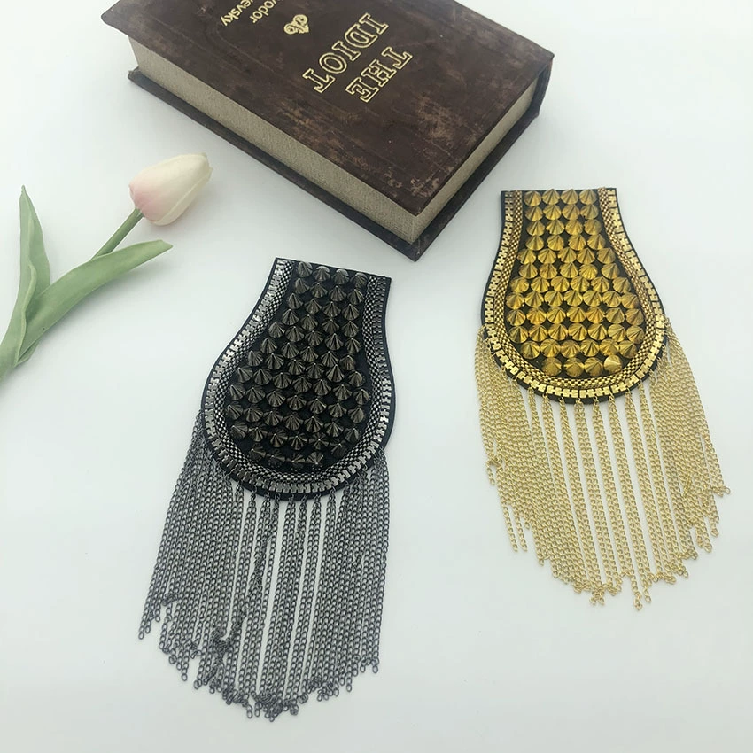 Эполеты для костюмов с заклепками, модные эполеты с цепочками, индивидуальные стили, обработанные эполеты для одежды, оптовая продажа ювелирных изделий