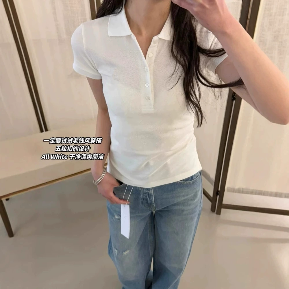 Продвинуто чувство RL Rolf Pony с вышитым логотипом леди Поло рубашка с лацканом тонкая футболка с короткими рукавами топ новый