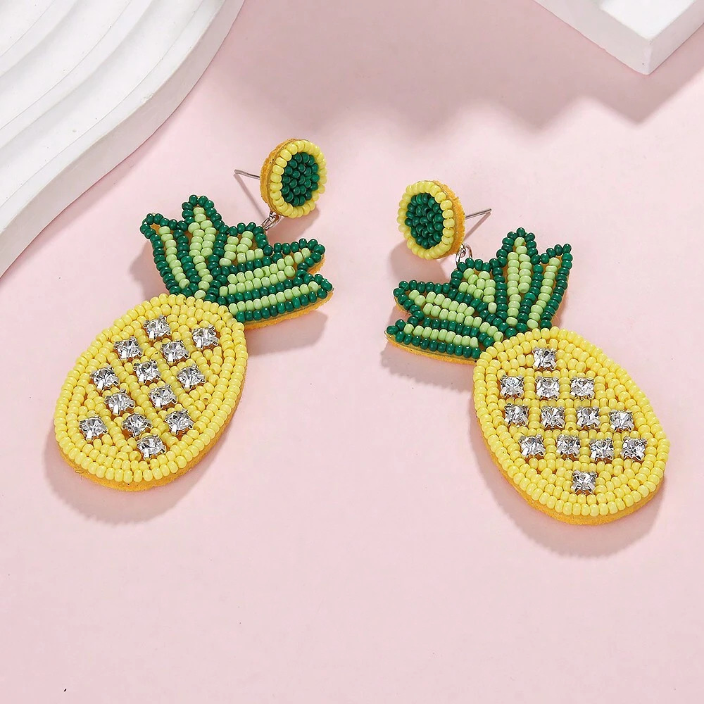 1 Pair Basic Fruit Inlay Copper Drop Earrings display picture 11