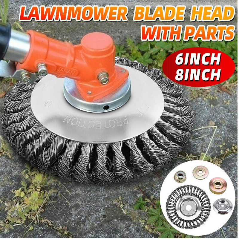 Cross-border 6-inch steel wire mowing head 8inch 10inch lawn mower weeding disc agricultural machinery parts rust-removing mowing wheel Cross-border 6-inch steel wire mowing head 8inch 10inch lawn mower weeding disc agricultural machinery parts rust-removing mowing wheel