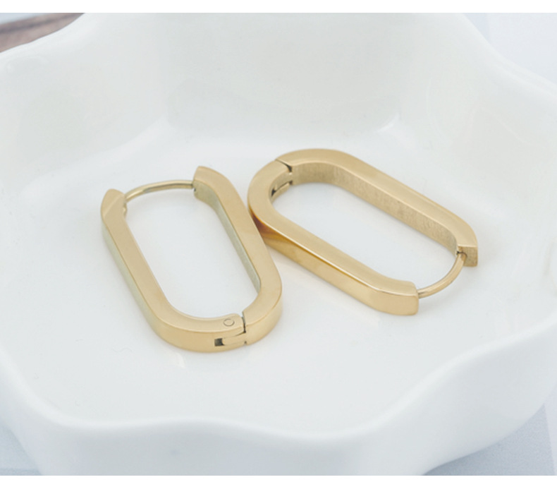 simple oval shaped stainless steel hoop earrings wholesalepicture2