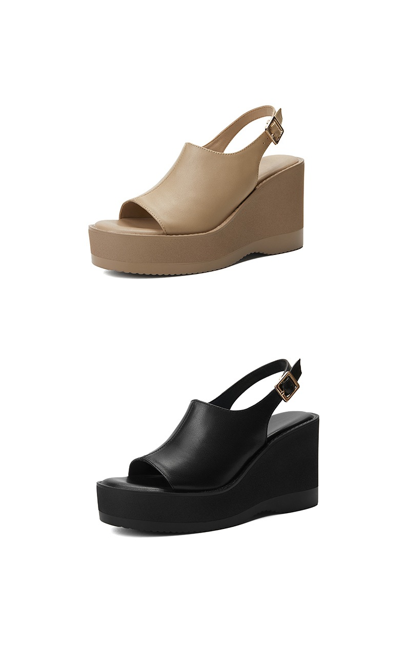 Sandal cao gót nữ mũi nhọn hở ngón, đế xuồng dày, quai một chữ, gót 9 cm — đen chi tiết 15
