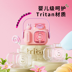 高顏值相機水杯兒童便攜tritan塑料杯食品級吸管杯大容量杯子批發