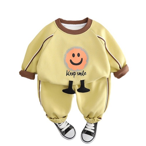 2024 Spring New Boys Cartoon Crew Neck Sweatshirt Long Sleeve Set, Boys' Baby Sports Pants Two-Piece Set for Dropshipping