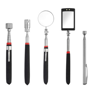 Square Mirror Magnet with Light 1.5 Pounds Black Retractable Round Mirror Pen Clip Square Mirror Picker Extension Rod Flashlight Head