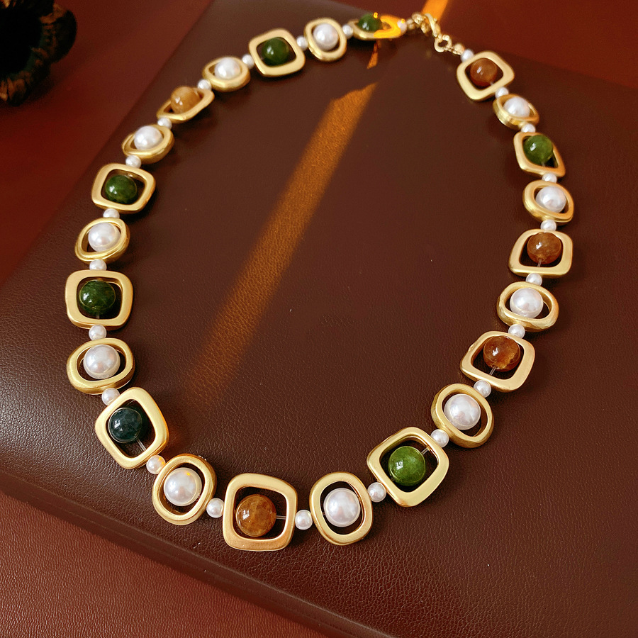 Medieval vintage perla redonda pulsera collar nicho de diseño conjunto retro joyas de corte al por mayor