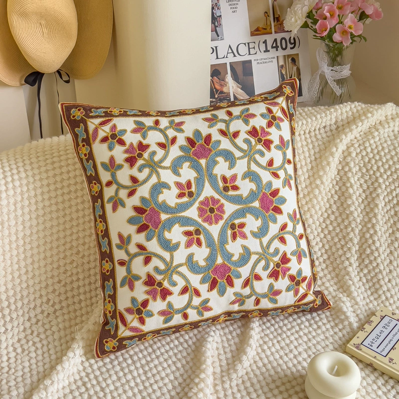 Towel, cloth for bed, tape, sofa, pillow, flowered, with embroidery