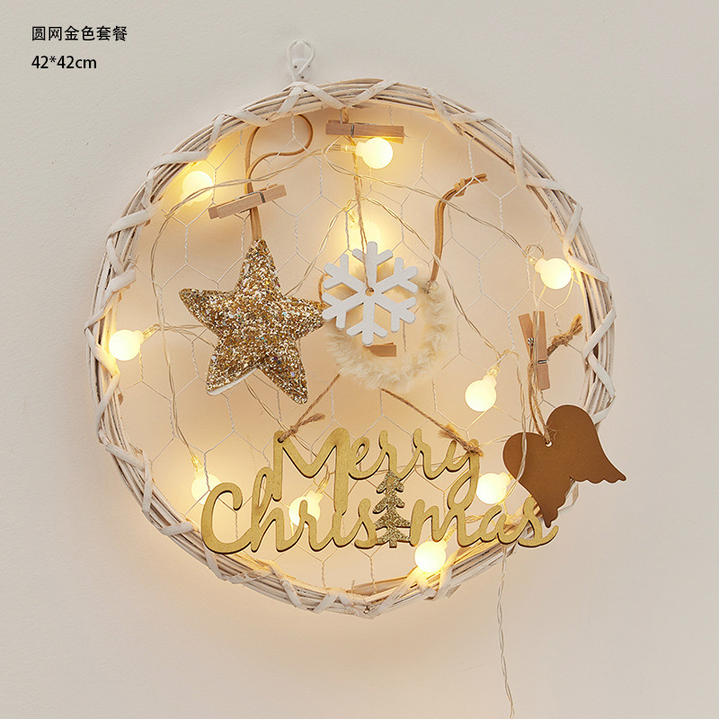 Decoraciones de Navidad transfronterizas de madera, diseño de lámparas de pared domésticas de Navidad, colgantes de material DIY, paquetes de viento creativos