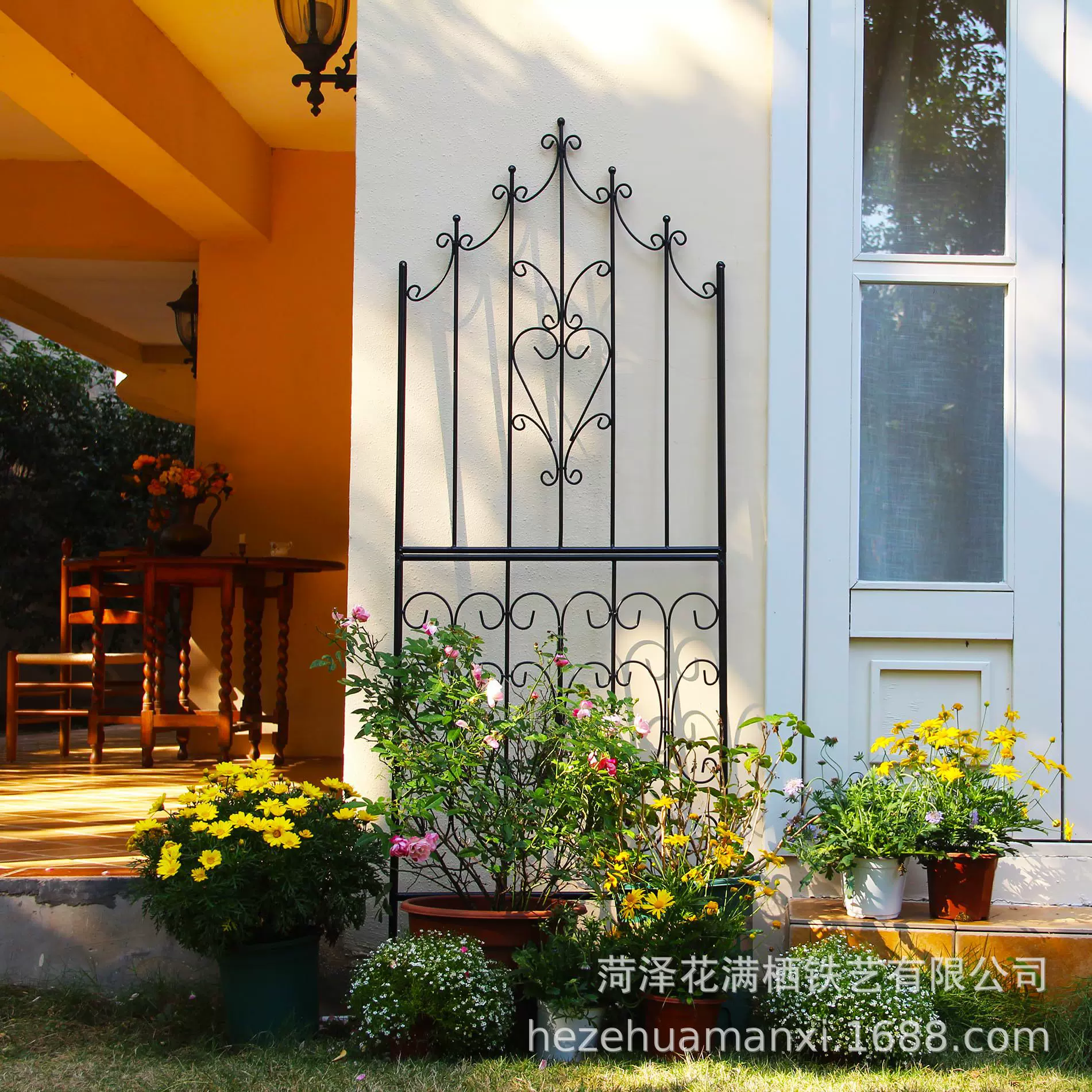 户外铁艺爬藤架庭院装饰花卉植物攀爬架阳台花园铁艺花架复古花架