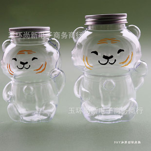 350ml500ml transparent pet High-looking thickened Lucky Tiger bottle juice coffee milk tea shop special packaging bottle