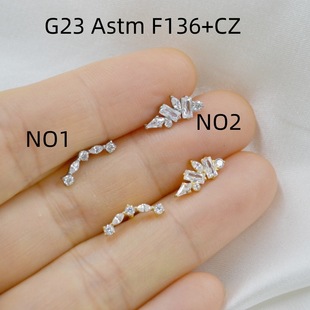 G23 Titanium Alloy Puncture Jewelry Diamond-encrusted Shiny Zircon Lip Nail Lip Ring Lip Ring Chinese Nail Ear Nail Ear Bone Nail in stock