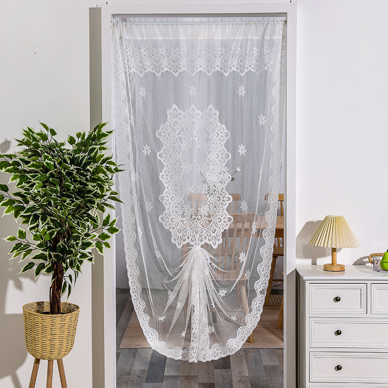Amazon new wholesale pull-up curtain lace beautiful lace door yarn balcony living room mesh curtain finished light transmission