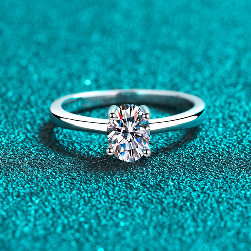 925 sterling silver ring for women pigeon egg moissanite exquisite four claw ring plated pt950 gold manufacturer wholesale