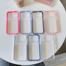 适用苹果iphone15亚克力透明手机壳14promax网红彩边防摔保护套13