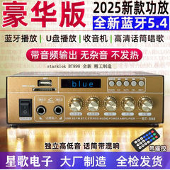 全新版蓝牙5.4功放机2025新款重低音立体声HIFI音质u盘收音机卡ok