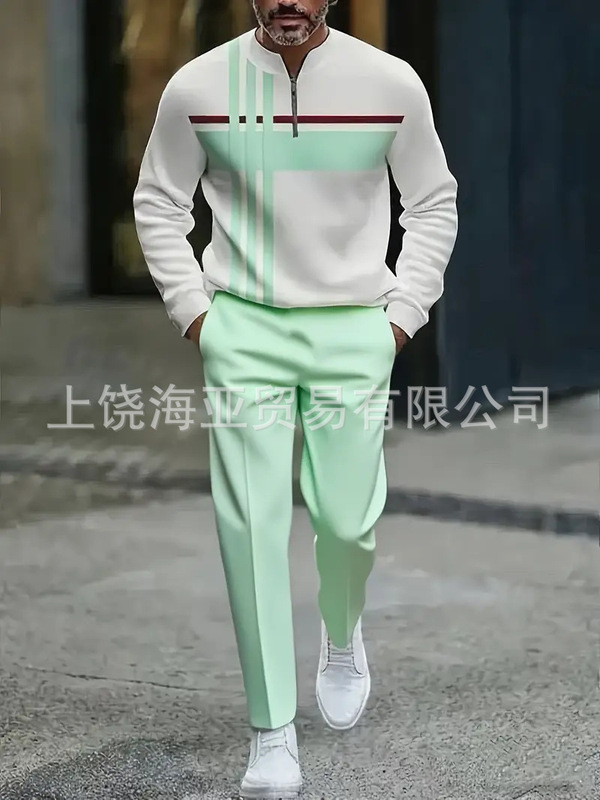2025跨境外贸新品欧美热卖休闲潮流爆款男装两件套3d数码印花|undefined