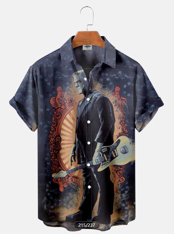 Tendencia de la moda para hombres Camisa de manga corta hawaiana Camisa estampada digital 3D Estilo explosivo transfronterizo de Amazon