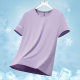 Summer New Round Neck Men's Ice Silk Quick-drying Sports Short-sleeved Breathable Elastic Thin Printed Short-sleeved Top for Women