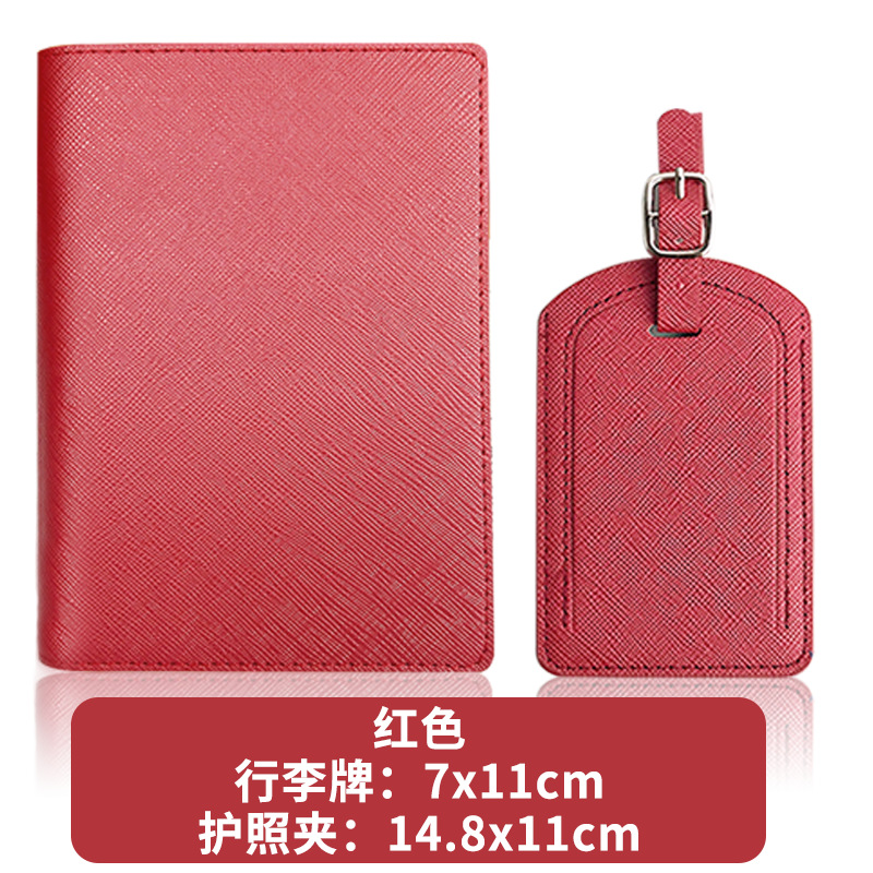 Transfronterizo en stock al por mayor patrón cruzado hecho a mano enrutamiento aceite borde pu cuero pasaporte cubierta equipaje etiqueta traje