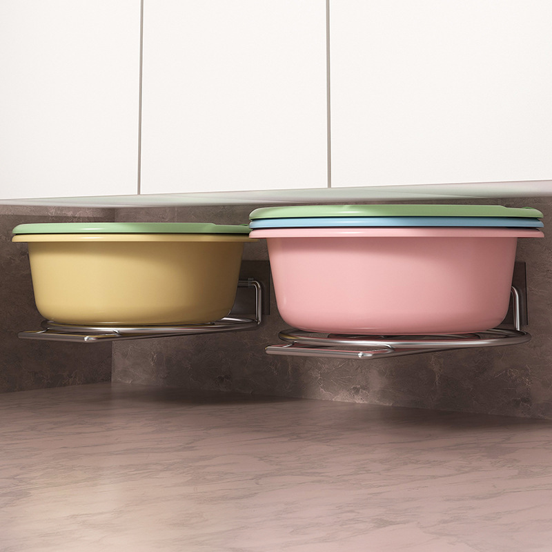 Bathroom Basin Storage Rack, No-Drill Hook for Hanging Basins under Bathroom Cabinet, Washbasin Storage Rack Gadget