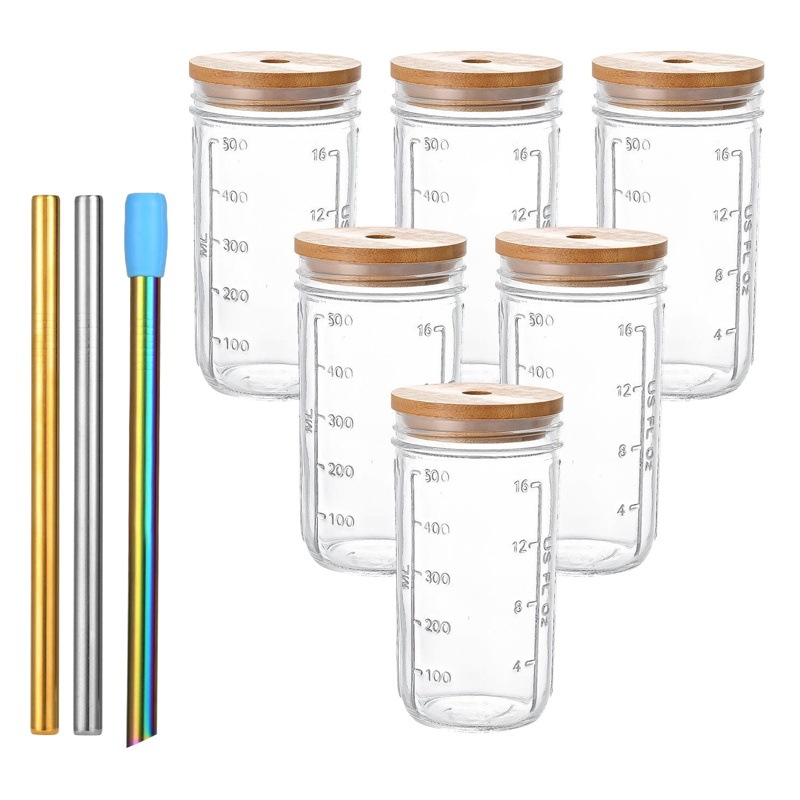 Amazon coche 20oz escala Mason taza de leche té taza de café taza de Coca Cola jugo bebida taza de paja tapa