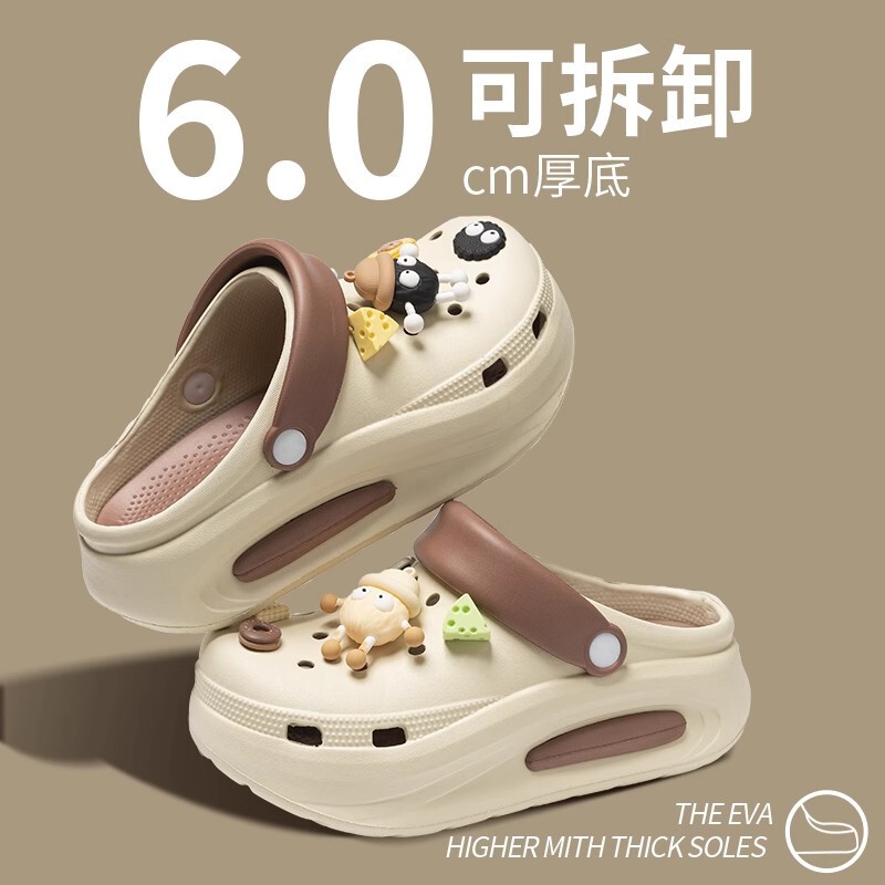 Non-slip thick-soled detachable shoes eva women's summer outdoor comfortable beach shoes two-way covered toe sandals