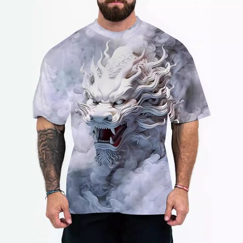 New Animal Pattern 3D Digital Printing Western and European Men's T-Shirt Unisex Short-Sleeve T-Shirt