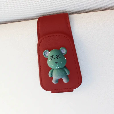 Creative car glasses clip: Car Glasses Clip/Bill Clip - red-green-bear